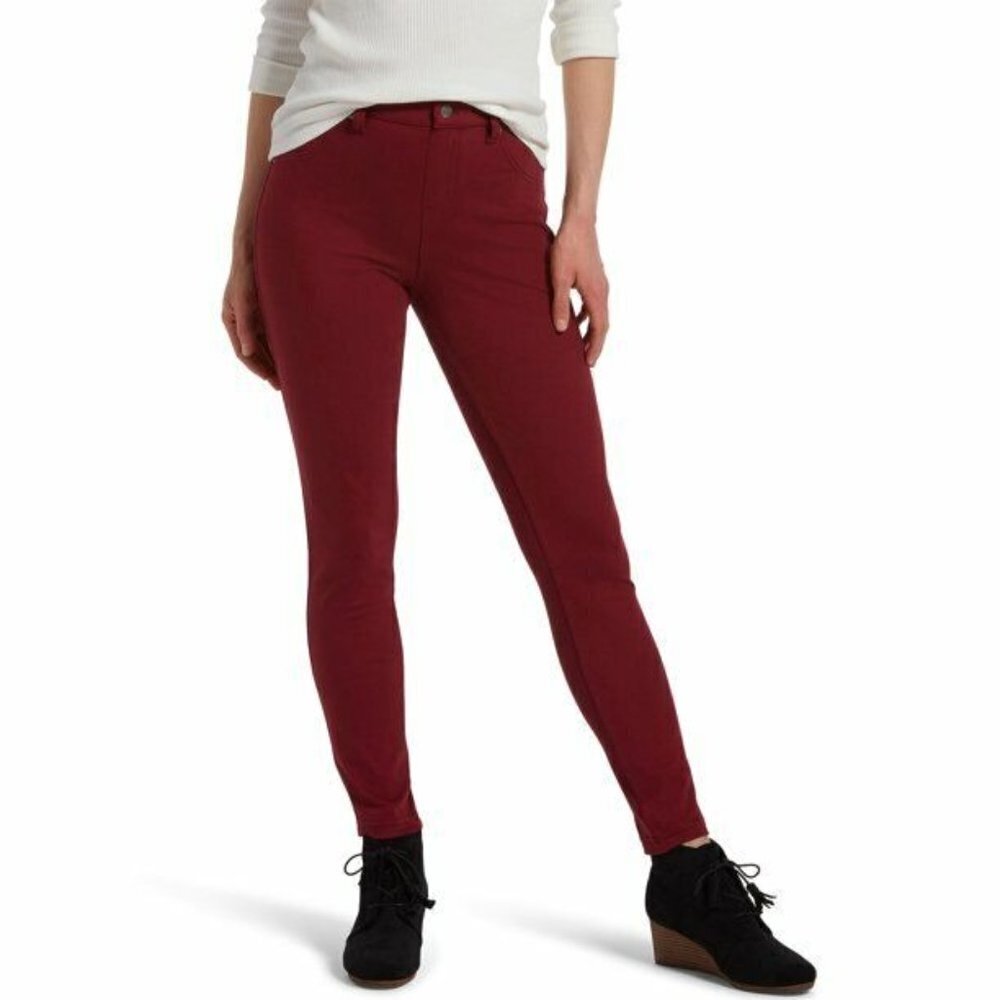 Hue Womens XS 0-2 High-Waist Soft Denim-Look Leggings Sangria U20652 $48 2143